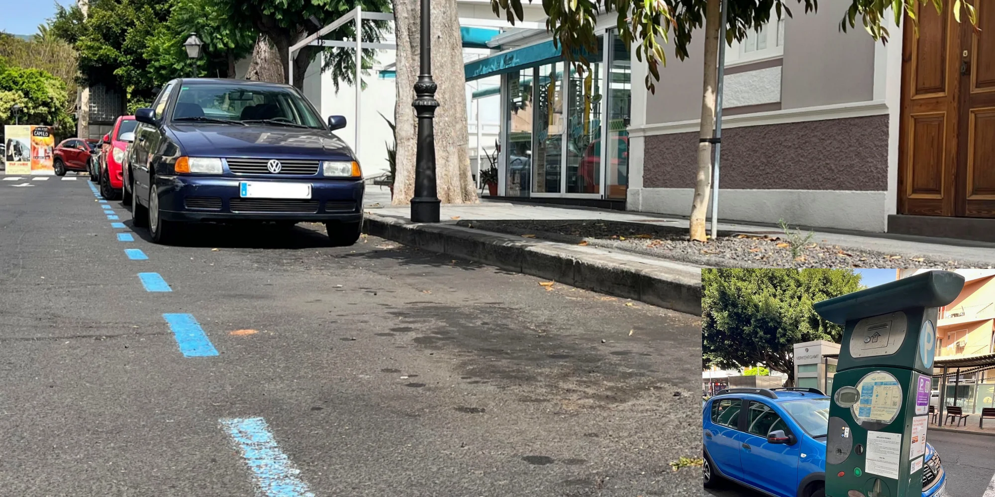 Parken in Spanien blaue Linien